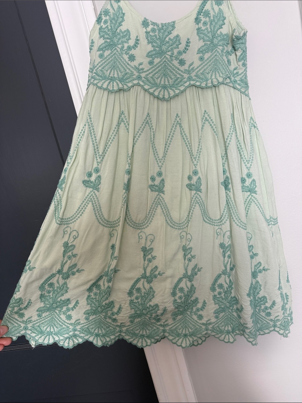Urban Outfitters Sage Green Embroidered Mini Dress - Picture 4 of 4